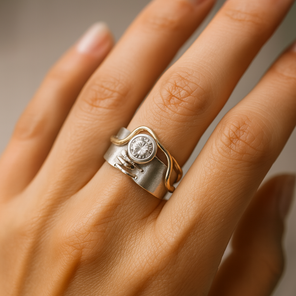 Laura Ring - Vintage Dark Silver with Zircon