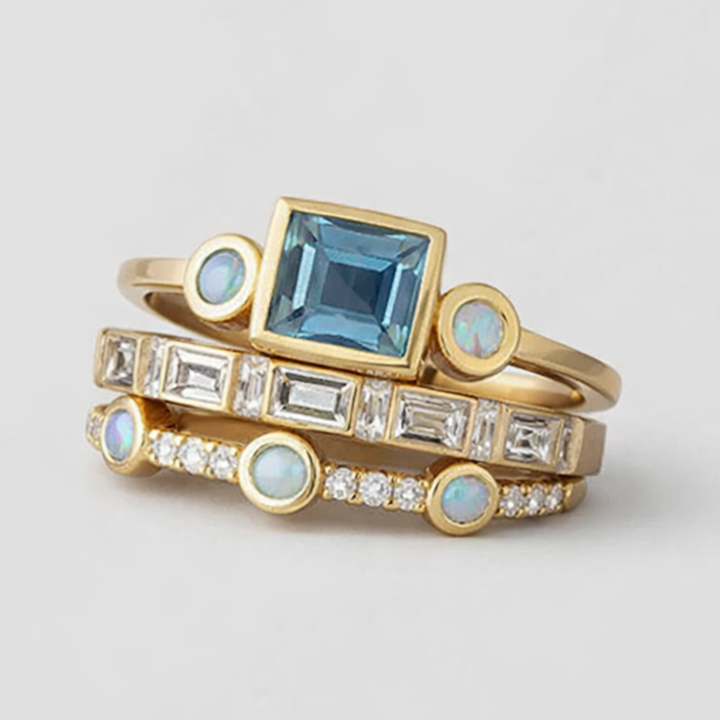 Josephine - Vintage Modrý Krystalový Prsten