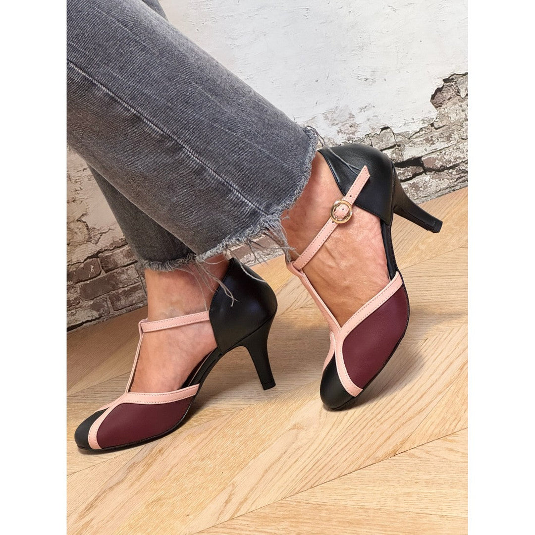 Aria - Retro T-Strap Heels