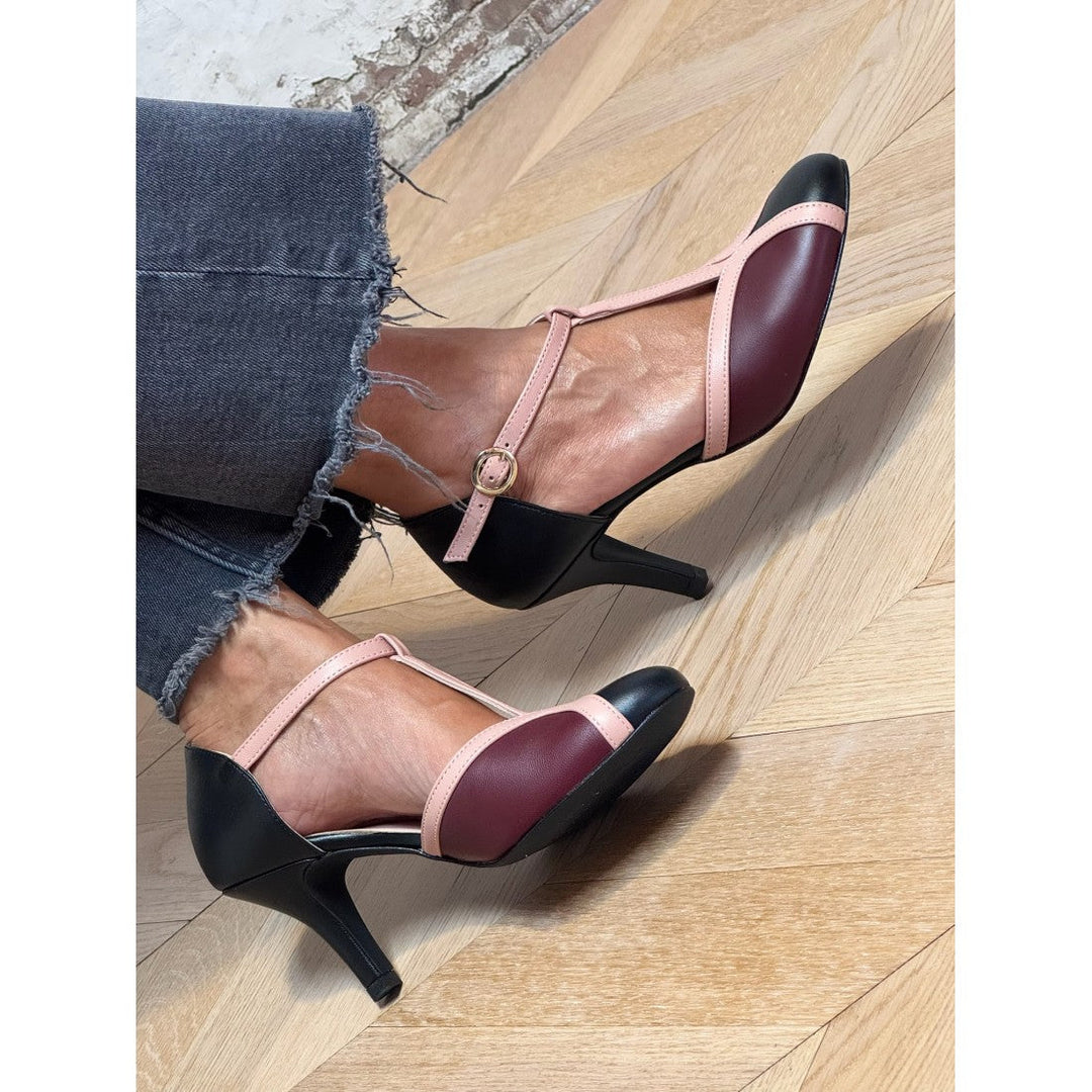 Aria - Retro T-Strap Heels