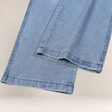 Valvet Oak House light blue denim loose fit trousers with stitched hem detail