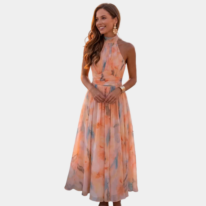 Stephanie - Hedvábné šaty s šňůrkovým výstřihem