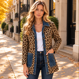 Mia™ | Džínová bunda s leopardím potiskem
