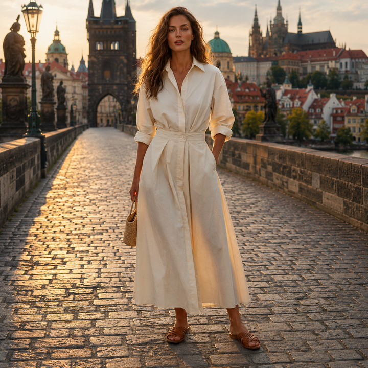 Lana - Stylové bavlněné šaty s límečkem