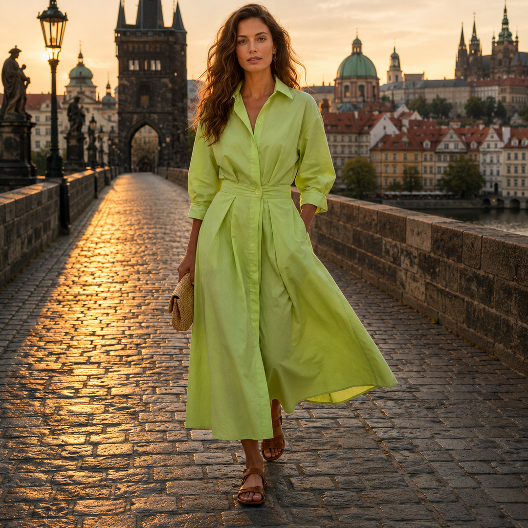 Lana - Stylové bavlněné šaty s límečkem