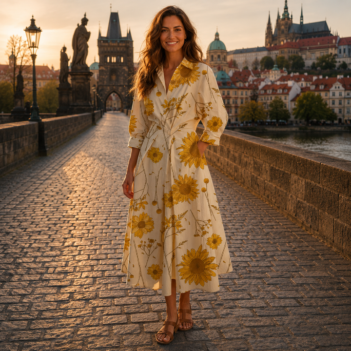 Lana - Stylové bavlněné šaty s límečkem