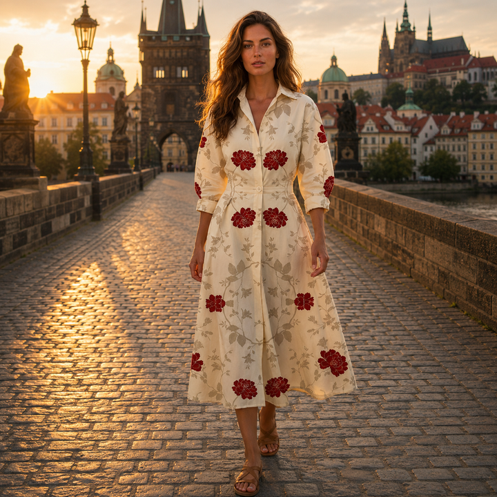 Lana - Stylové bavlněné šaty s límečkem