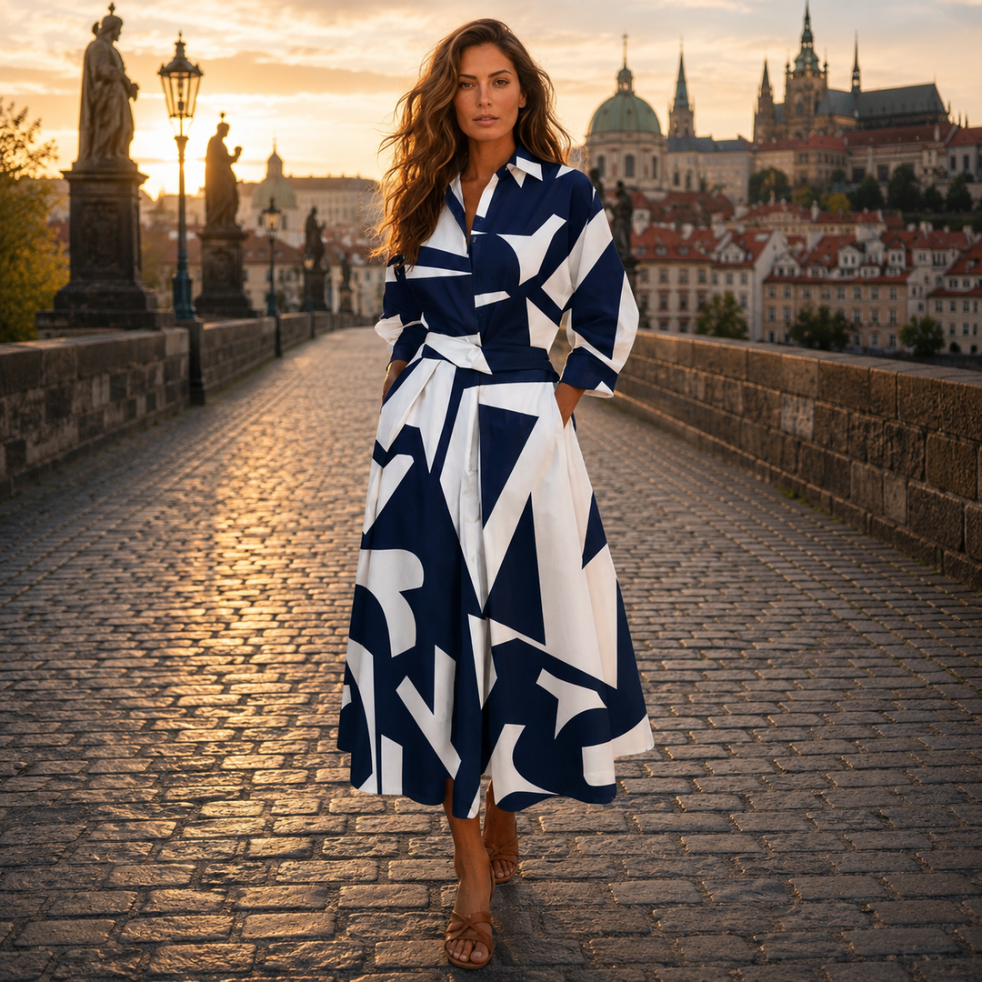 Lana - Stylové bavlněné šaty s límečkem