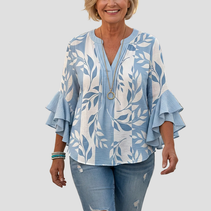 Agapi – Blouse with Leaf Print