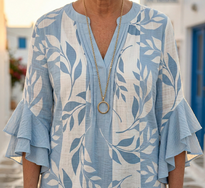 Agapi – Blouse with Leaf Print