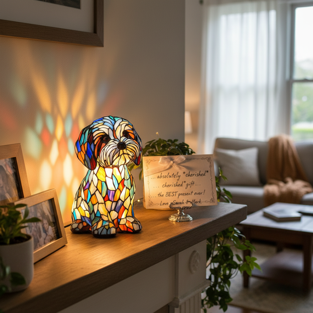 Lampa Shih Tzu v sedící pozici