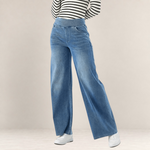 Valvet Oak House wide-leg blue denim trousers with a comfortable elastic waistband and casual fit