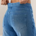 Valvet Oak House blue stretch denim trousers with a comfortable elastic waistband and back pockets